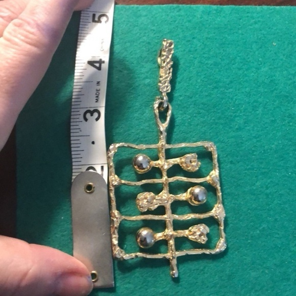 Large Square Eccentric Pendant In Gold